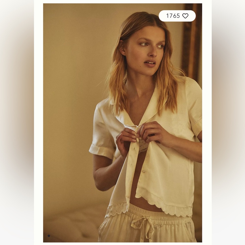 BHLDN Juniper Scalloped Short Pajama Set